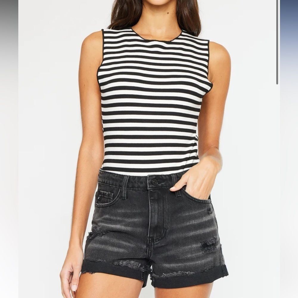 Kancan Kaya High Rise distressed denim jeans Shorts
